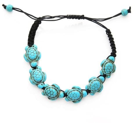 Boho Turtle Bracelet for Women Girls Men Bohemian Adjustable Sea Turtle Turquoise Anklet Bracelet Fashion Cute Woven Elastic Handmade Chain Accessories Summer Holiday Jewelry Gifts BFF