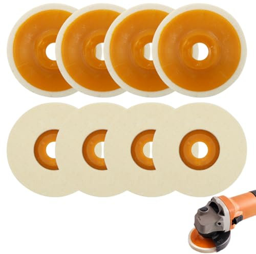 8 Stück Wolle Polierscheibe 125mm, Schwabbelscheibe Zum Polieren von Fahrzeugoberflächen und Wänden, Polieraufsatz für Winkelschleifer, Wolle Polierscheibe für Metall, Marmor, Holz, Edelstahl Polieren