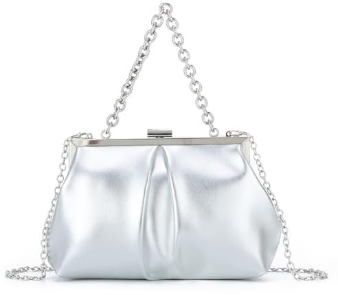 Syrads PU Borsa Da Sera In Pelle per Le Donne Crossbody Borsa A Tracolla Pochette Borse,Argento