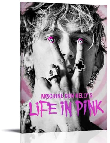 Poster Machine Gun Kelly im Vintage-Stil, Leinwand, Wandkunst, dekoratives Gemälde für Wohnzimmer, Schlafzimmer, 20 x 30 cm, Rahmenstil
