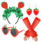 HOWAF Erdbeer Kostüm Damen, Erdbeer Haarreif Erdbeer Hut Haarschmuck, Erdbeer Brille, Erdbeer Ohrringe, Handschuhe für Erdbeere Kostüm, Halloween Kostüm, Fasching Kostüm, Karneval Kostüm