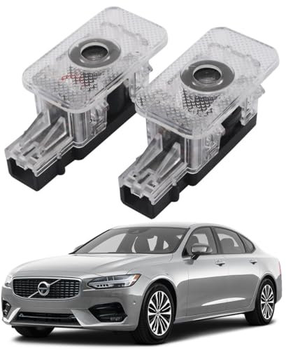 AutoQi Türlicht LED Einstiegsbeleuchtung für Volvo, 2 Stück Türbeleuchtung Laser Logo Projektor, Led Autotür Projektor Licht Zubehör für S60 S90 V40 V60 V90 XC60 XC90 (Weiß Schriftzug)