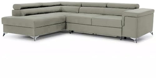 Ecksofa mit Schlaffunktion EDURO L-Form, Sofa Couch mit Bettkasten, 3-Sitzer Eckcouch, Schlafsofa für Wohnzimmer, Big Sofa Couch mit Schlaffunktion (Hellgrau, Links)