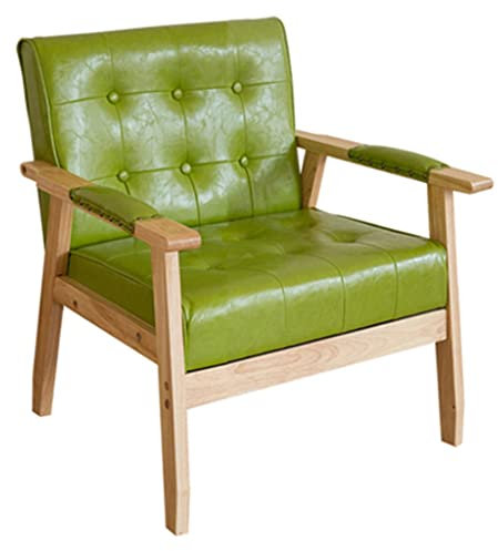 Mid Century Moderner Ledersessel für Wohn- und Esszimmerstühle, grüner Flügelrückenlesesessel mit Armlehnen für Schlafzimmer und Empfangsraum