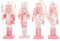 YARNOW 4 Pcs Christmas Nutcrackers Pink Nutcracker Soldier Nutcracker Christmas Tree Decorations (3.5 x 12 cm)