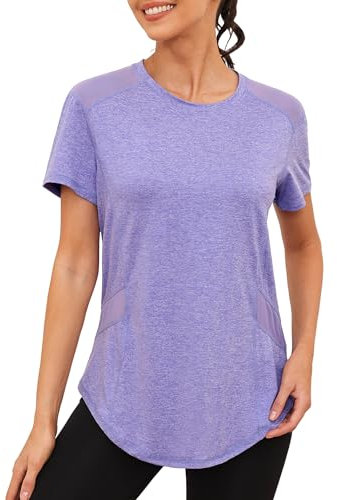 Gyabnw Sport Oberteile Damen Fitness Sportshirt Laufshirt Kurzarm Funktionsshirt Wandershirt Amungsaktiv Fahrrad Shirt