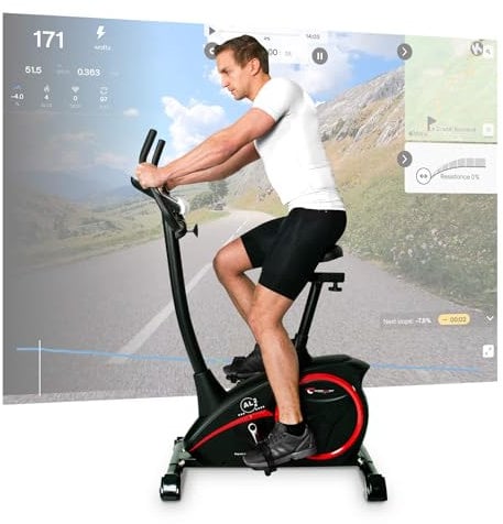 Christopeit Sport Heimtrainer AL 2 S Digital - 24-stufig bis 150 kg Gewicht, 9 kg Magnet-Bremssystem, LCD, Bluetooth - Schwarz