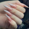 Unghie Finte Lungo MouyouGlow,Stiletto Rosa Sfumatura Brillantini Sparkly Glazed Donut Hailey Bieber Press on Nails con Colla,Chrome Fake Nails