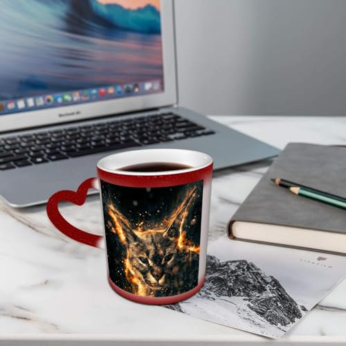 AELKSP Kaffeetassen – Farbwechseltasse, Magic Mug,Thermobeschichtung, 335ml, Keramik - Geschenkidee Männer, Frauen, Luchs