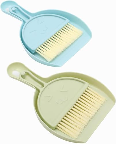 2 Sets Small Dustpan and Brush,Mini Dustpan and Brush,Portable Tabletop Brush Set,Handheld Mini Dustpan and Brush Set,Suitable for Cleaning Small Debris and Dust in The Home,Office Or Car