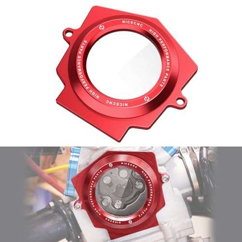 NICECNC Rote Aluminium-Legierung, komplett transparent, Nockenwellenabdeckung, Compatible with Yamaha Raptor YFM 700 2006–2024, Raptor 700 R 2009–2024, Raptor 700 SE 2009–2024