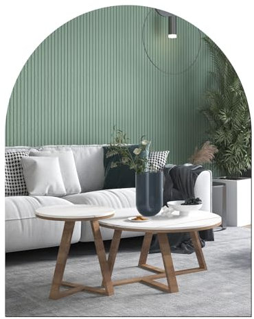 QEEYON Miroir Mural en Verre sans Cadre à Coller 40 x 30 cm Arch Miroir Autocollant pour Décoration Murale, Placard, Salle de Bain, Salon, Chambre