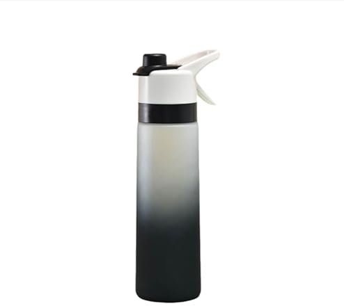 Constprog 700ml Sport Spray Mist Water Bottle Cool Down Drinking Kettle Water Cup (Black)