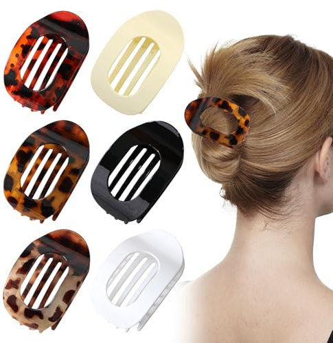 6 Stück Haarspangen Damen Dünnes Haar Set,Claw Flache Haarspangen Damen Dickes Haar,Haar Klammern,Haarspange Dünnes Haar,haarspangen damen Clip(6 Mit Muster)