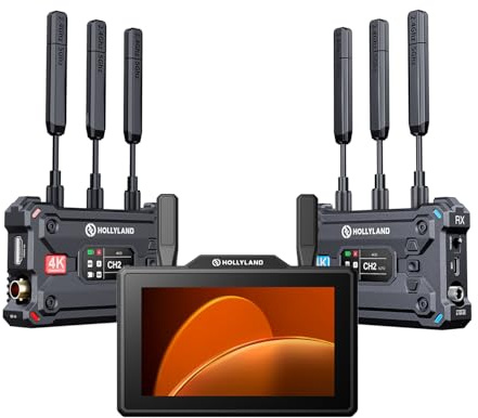 Hollyland Pyro 5 Sender und drahtlosen Videoempfänger und 5 -Zoll -HDMI & SDI 1300ft 5 -Zoll -Kamera -Monitor, 60 ms Doppelband mit Wellenform, LUTS, Aufnahme, Vektorbereich (Pyro 5 + Pyro S)