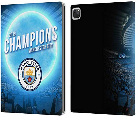 Head Case Designs Licenza Ufficiale Manchester City Man City FC Luna Blu 2019 Champions Custodia Portafoglio in Pelle Compatibile con Apple iPad PRO 12.9 2020/2021/2022