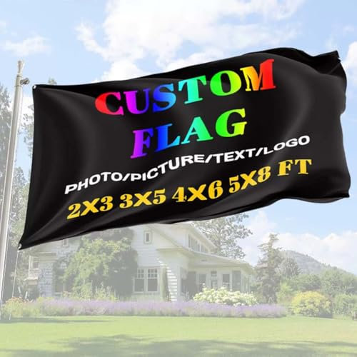 Individuelle Flaggen, personalisierbar, 90 x 60 cm, 152 x 91 cm, 1,8 x 1,2 m, 2,4 x 1,5 m, Flagge mit Ösen, Design-Banner mit Bild/Logo/Text, Ihre Flagge für Festival, Geburtstag, Garten, Outdoor, Hof