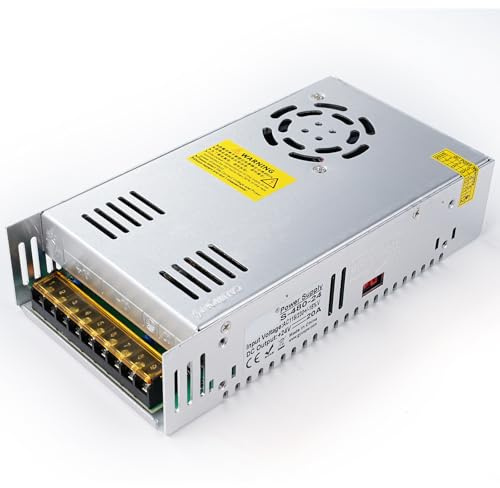 BuyWeek - Fuente de alimentación conmutada, 24 V, 20 A, transformador de alimentación LED, 480 W, transformador de CA 115 V/230 V a CC 24 V, 20 A, adaptador para iluminación LED (S-480-24)