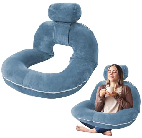 Lesekissen für Bett und Sofa, Groß Rückenkissen Mit Abnehmbarem Kissen, Ergonomisches Rückenlehne Kopfkisse, Komfortkissen Erwachsene, Stützkissen für Lesen, Arbeiten, Ausruhen, Waschbarem Bezug