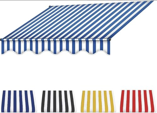 Ersatzstoff für Markise, Klemmmarkise Ersatzstoffe Einziehbare Markise Ersatz Markisenstoff Ersatzoberseite (nur Stoff), Ersatzabdeckung Für Garten Draussen Markise-Blue+White||3m
