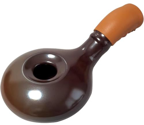 Sookwang Ceramic Hand Coffee Roaster with Leather Handle – Heat-Resistant, Even Roasting with Waffle Base & Measuring Spoon Included – Perfect for Home Roasting & Precise Coffee Bean Roasting Control
