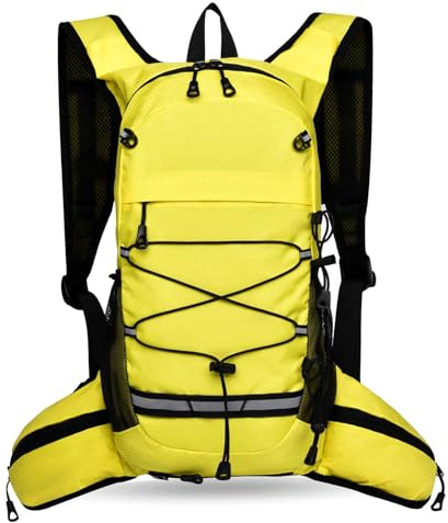 Vmokki Wanderrucksack Fahrradrucksack mit Helmabdeckung Trinkrucksack für Wandern, Radfahren, Klettern, Laufen, Sport Rucksack Ultraleicht Wasserdicht Klein 8L (Gelb)