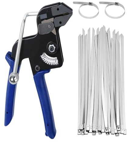 Kit de pinces pour serre-câbles, kit de colliers de serrage en acier inoxydable, avec 200 serre-câbles en acier inoxydable, 4,6 x 300 mm, pistolet de serrage en métal, outil de serre-câbles pour
