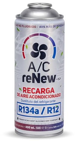 AC RENEW Recharge Climatisation Voiture Remplacement R134a Cartouche Gaz Réfrigérant pour Clim Voiture, Bonbonne 220g Plus Rendiment, Naturel et Écologique, Facile à Utiliser Soi Même