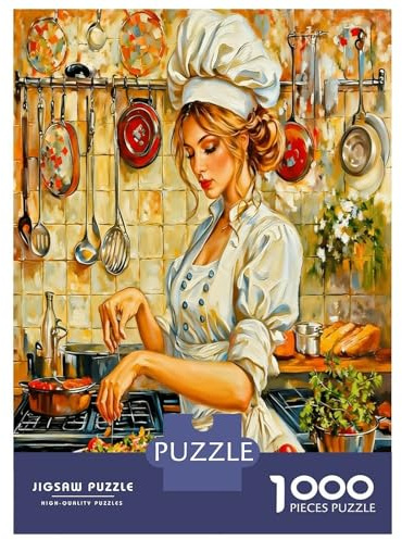 Koch Küche Essen 1000 Teile Puzzle Gute Pappe Für Erwachsene Gemütliche Kochkunst Puzzle Recycelte Pappe – Familienliebhaber Liebling, Feiertagsaktivität, Jahrestagsgeschenk & Büropausen Spaß 38x26cm
