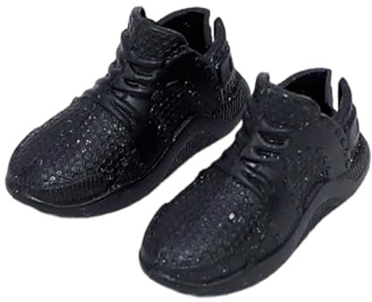 Qectial Puppenschuhe Im Maßstab 1:12, Retro Mode, Lässige Miniatur Laufschuhe für Anziehfiguren, Schwarz