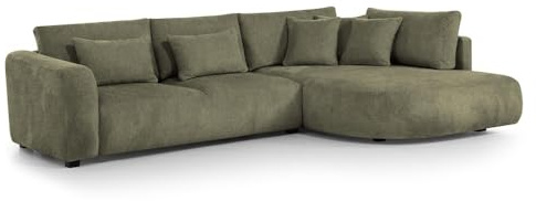 MW EURO-MEBLE Ecksofa Jacobs L - Wohnlandschaft, Polstersofa, Polstercouch (Rechte Seite - Grün: Tresor 77)