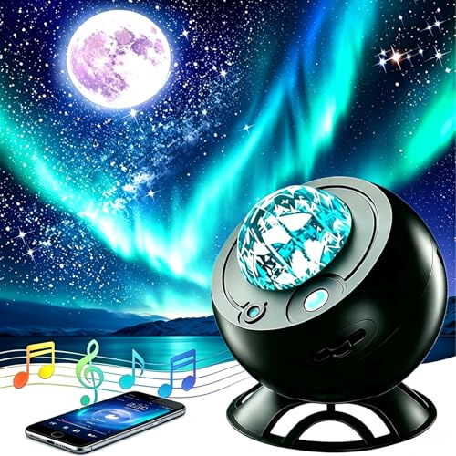 Aurora Star Galaxy Night Lights Projector for Bedroom,Gifts Kids&Adults | Northern Lights,16 Colors,Green Stars,Moon,Bluetooth,USB,LED Lamp,Rechargeable,Women,Teen,Kids,Decor,Party,Space,Ocean
