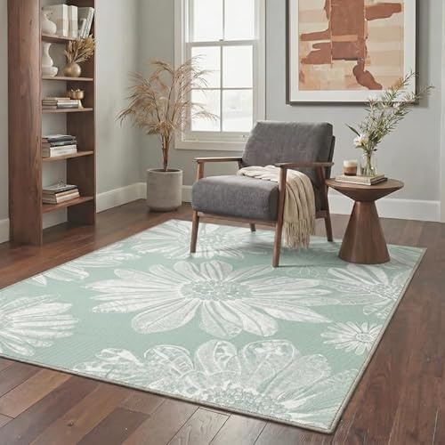GENIMO Orientteppich 120×170 cm, Persischer Medaillon Läufer, Vintage Kurzflor in Dusty Rust, Waschbar & rutschfest, pflegeleichter Teppich für Flur, Küche