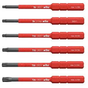 Wiha 42210 Bit Set slimBit Electric Torx 6-tlg. In Box Bitsatz, Rot