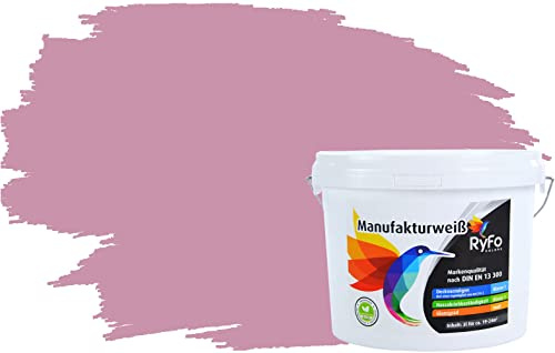 RyFo Colors Bunte Wandfarbe Manufakturweiß Rosewood 3l - weitere Violett Farbtöne und Größen erhältlich, Deckkraft Klasse 1, Nassabrieb Klasse 1