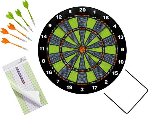 HABA 304425 - Terra Kids Softdart, Dartspiel für Kinder ab 6 Jahren, mit Dartscheiben-Ø 41,3 cm, Block und 6 Pfeilen mit Sicherheits-Kunststoffspitze je 13,5 cm lang, in- und outdoor