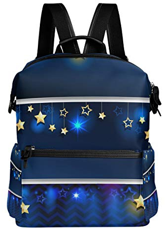 MONTOJ Room Stars and Moon Anhänger Muster Leder Reisetasche Campus Rucksack