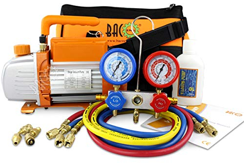 BACOENG Bomba de Vacio Aire Acondicionado, Bomba de Vacío con Manometros Aire Acondicionado, Kit Manómetros Ideal para Aire Acondicionado R410A R407C R134A