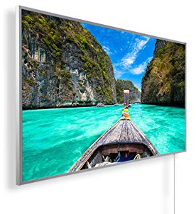 Könighaus Bildheizung 800 Watt - Thermostat - 11-21 m² | Schwarz-Weiß-Bilder, Motiv: 30. Thailand Phi Phi Insel, TÜV SÜD, 5 Jahre Garantie, doppelter Überhitzungsschutz, Wandheizung