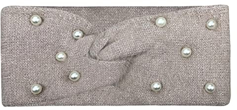 PiriModa Damen Stirnband Perle Glitzer Ohrwärmer Winter Kopfband Haarband (Rosa)