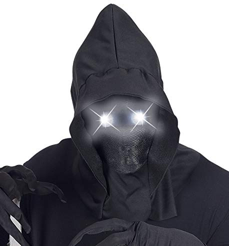 shoperama Kapuzen-Maske Unsichtbares Gesicht mit Leucht-Augen Fade-In Fade-Out Effekt Halloween Horror Sensenmann