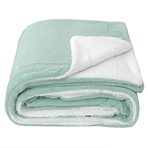 SOCHOW Waffel Sherpa Fleecedecke, superweiche, flauschig warme, leichte, Wendeplüschdecke für Bett, Sofa und Couch, 150 x 200 cm Blau