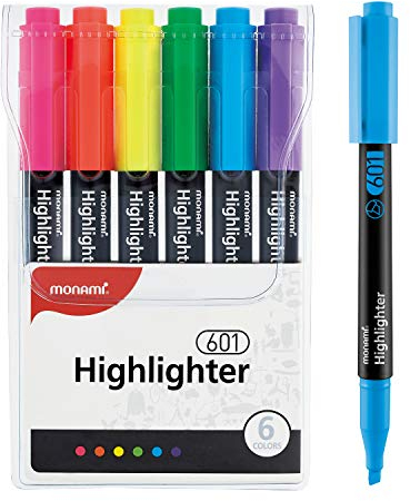 MONAMI Textmarker 601, 6-farbiges Etui-Set