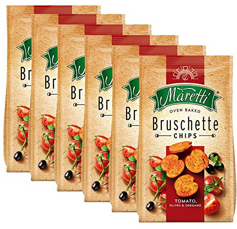 6 x 70g Bruschette Tomato Bread Chips Olive Oregano Oven Baked Snack Crackers