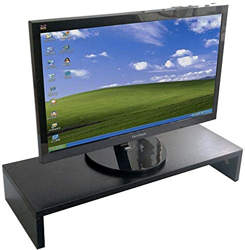 Sturdy Wood Monitor Stand Riser for Computer Laptop TV Screen Riser Desk Organiser,Desktop Shelf Laptop Printer Stand for PC,Notebook,iMac-Black-1 Tie