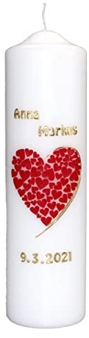 Wiedemann Hochzeitskerze Rotes Herz 250/70mm (Gold)