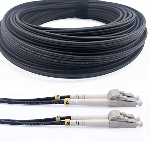 Elfcam® - 30m Gepanzerte Glasfaser-kabel LC/UPC auf LC/UPC OM3 Multimode Duplex 50/125um LSZH, LWL-Kabel LC für den Innen- und Außenbereich, Schwarz, 30M