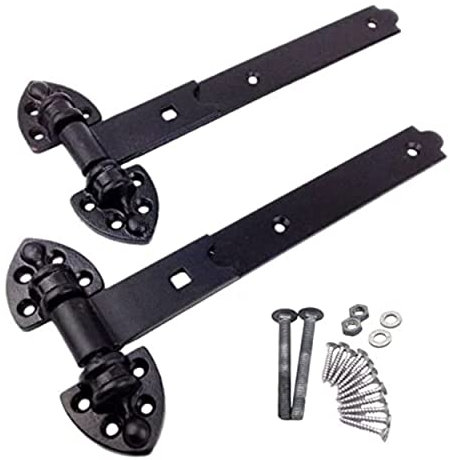 EAI Heavy Reversible Gate Hinges | Heavy Duty 450mm / 18 Inch Black Garage, Stable Door, Gate Hinges | 1 Pair with Fixings