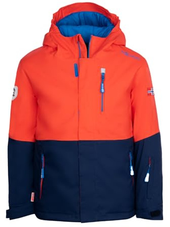 Trollkids Girls Hallingdal Jacket | Warme, wasserdichte Kinderjacke mit Taschen, Kapuze, reflektierenden Aufdrucken für Schneeabenteuer.