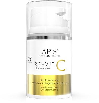 Apis RE-VIT HOME CARE Revitalisierende Tagescreme - 50 ml - mit Vitamin C, SPF 15, Hyaluronsäure für müde Haut, glättet Falten, Anti-Aging, leuchtend